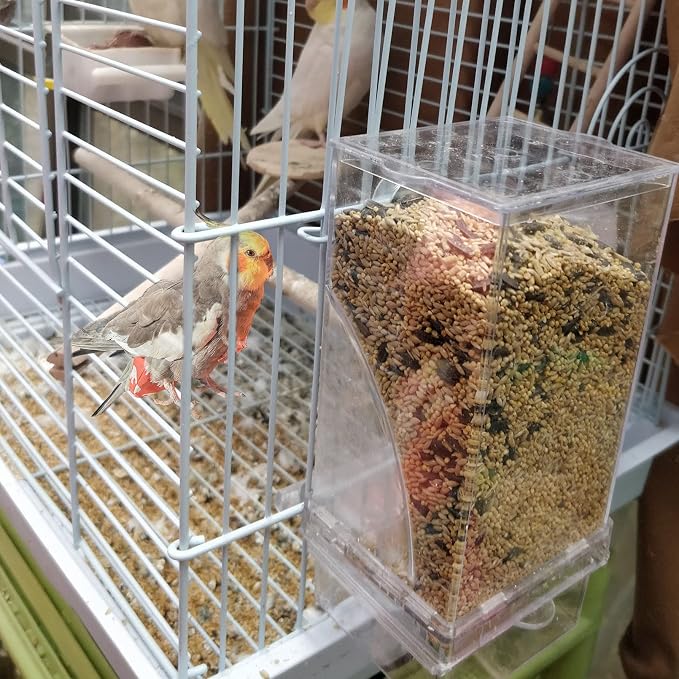 Hamiledyi No Mess Bird Cage Feeder Automatic Parrot Seed Feeders - Image 5