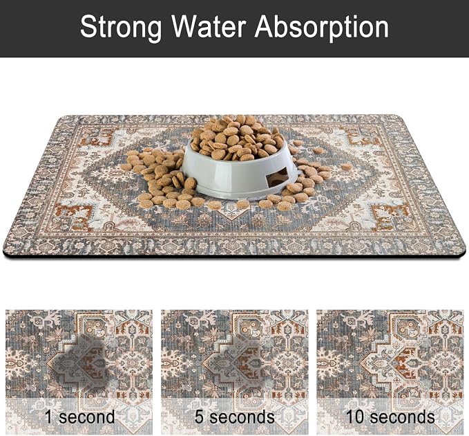 2 Pack Dog Food Mats for Floors, Absorbent and Quick-Drying Pet Cat Food Mat - Image 5