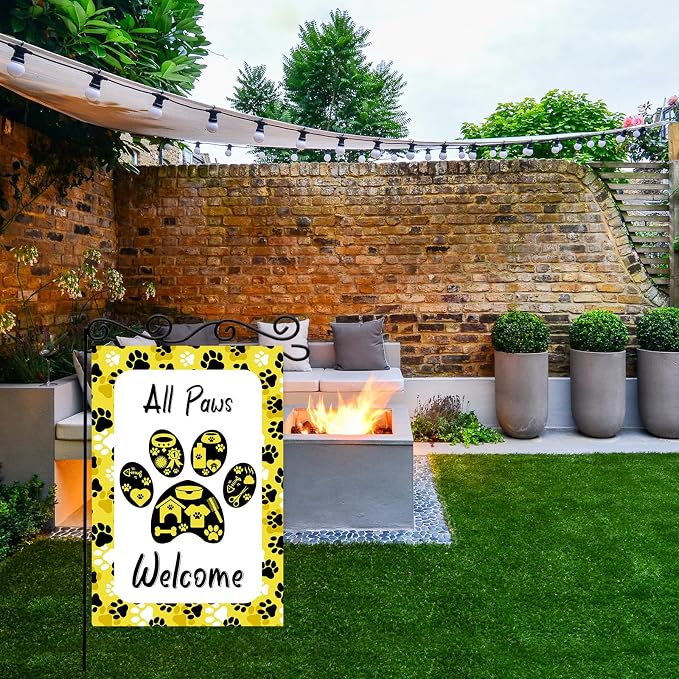 ALL Paws Welcome Garden Flag, Welcome to Cute Dog House Vertical Double Sided - Image 4