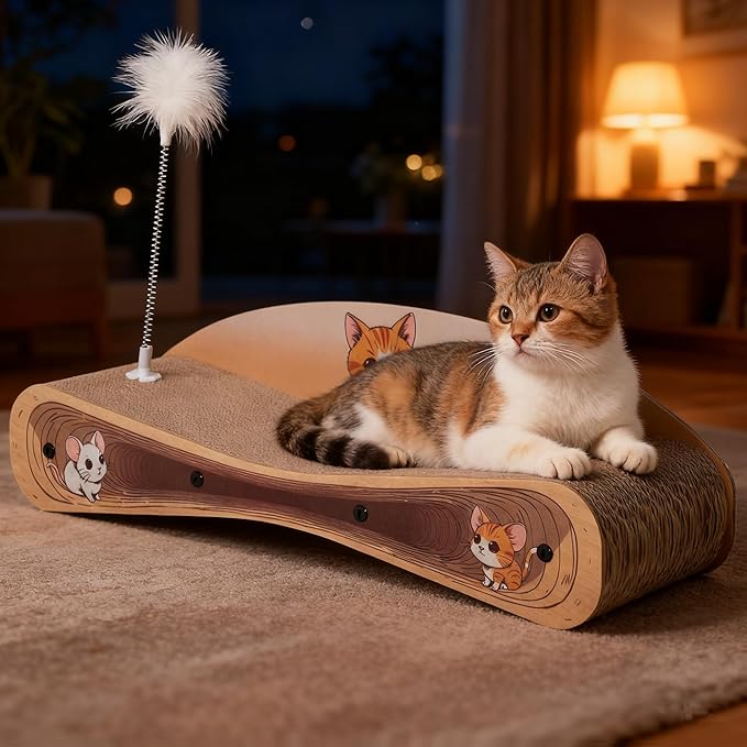 COZIWOW Cat Scratcher Lounge, Cat Scratching Board, Cardboard Lounge Bed by COZIWOW