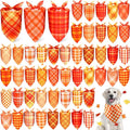 Abbylike 50 Pcs Orange Plaid Dog Bandanas Bulk Check Pattern Bandanas by Abbylike