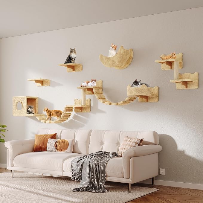 13-in-1 Cat Wall Shelves, Wall Mounted Cats Furniture Set - Image 7