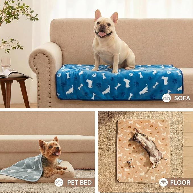 Luciphia 1 Pack 3 Dog Printed Fleece Pet Blankets Washable，Soft Warm Throw - Image 6