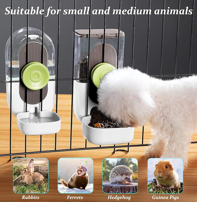 Kenond Hanging Automatic Pet Food Water Dispenser, 35oz Rabbit Feeder Guinea - Image 2