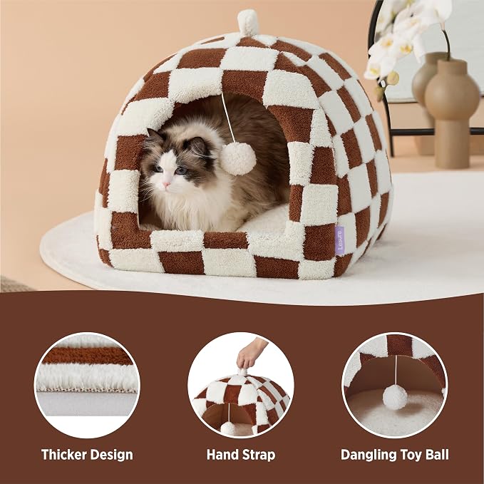 Lesure Cute Cat Beds for Indoor Cats - 2 in 1 Cat Cave Bed for Large Cats - Image 5