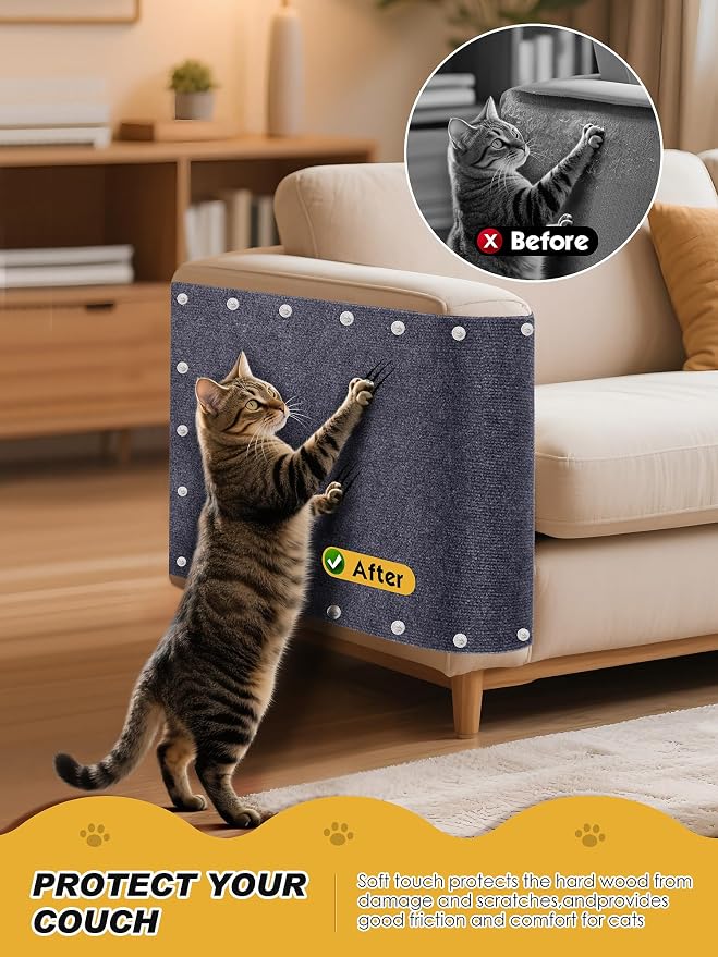 2PCS 39.4"x15.8" Cat Scratch Mat, Trimmable Self-Adhesive Carpet, DIY Climb Cat - Image 2