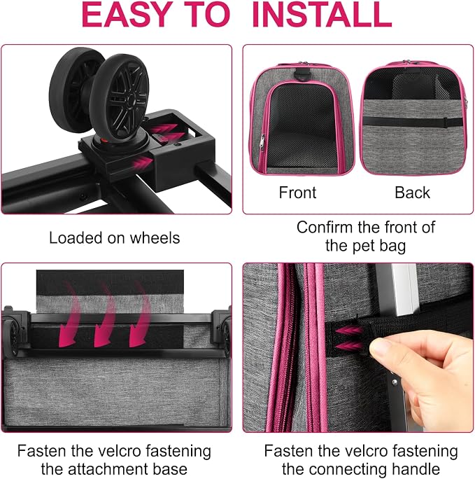 Pet Carrier with Wheels Up to 33 lbs Airline Approved Cat Carrier Rolling Pet - Image 3