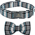 Lionheart glory Dog Bow Collar Blue and Black Plaid Dog Collar by LionheartGlory