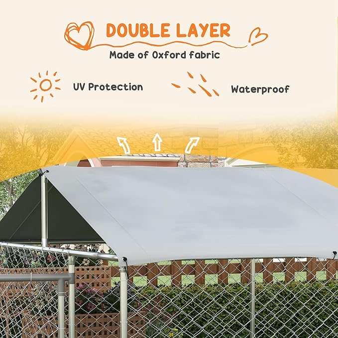PawHut Outdoor Dog Kennel, Heavy Duty Dog Run Outdoor Fence - Image 5
