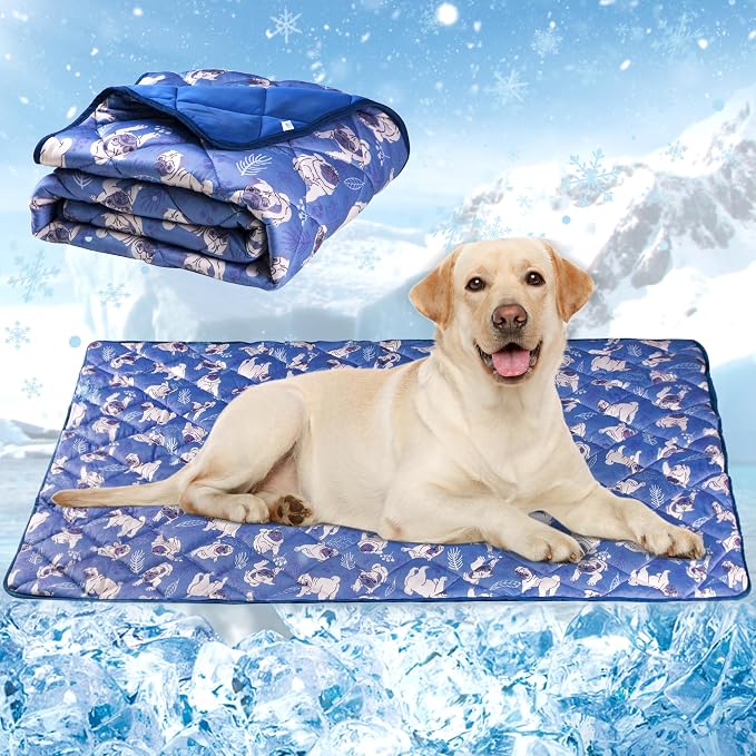 Dog Cooling Mat, Washable Dogs Cats Pet Non-Toxic Cooling Pads Summer Sleeping by Langsprit