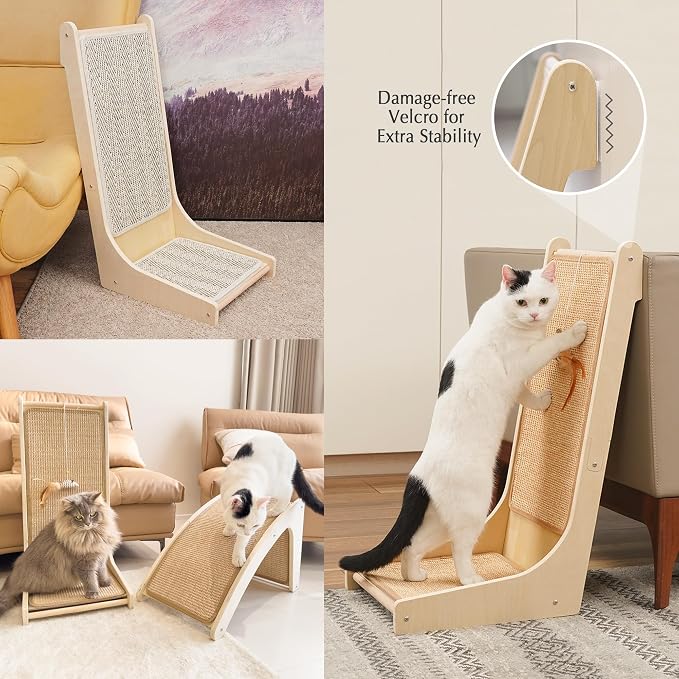 PETKARAY 105° Cat Scratcher, Sisal Kitty Scratch Pad, L Shape Scratching Board - Image 6