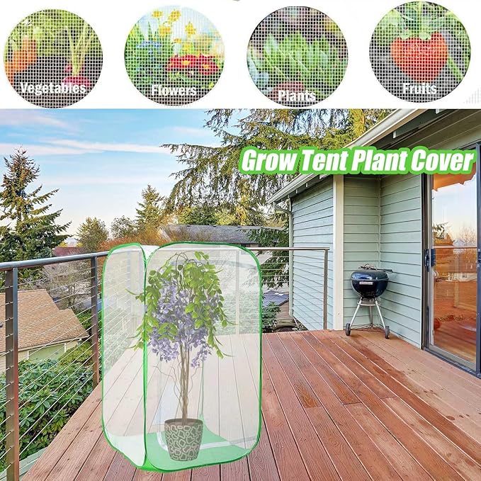 36" Garden Mesh Plant Enclosure Cover, Pop-up Garden Mesh Plant Cover - Image 3