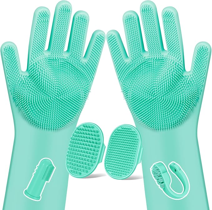 6PCS Pet Grooming Kit for Dogs, Cats and Horses | Dog Washing Gloves | Dog Bath by Augwind
