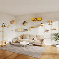 20-in-1 Cat Wall Shelves, Wall Mounted Pet Furniture w/Plush Fabric, Cat by Homiflex