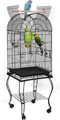SUPER DEAL 63.5'' Rolling Bird Cage Large Wrought Iron Cage by Superdeal
