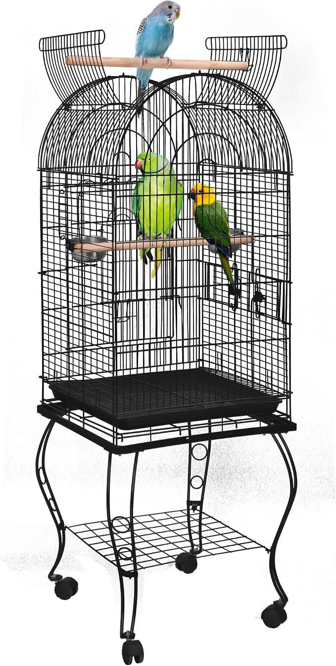 SUPER DEAL 63.5'' Rolling Bird Cage Large Wrought Iron Cage by Superdeal