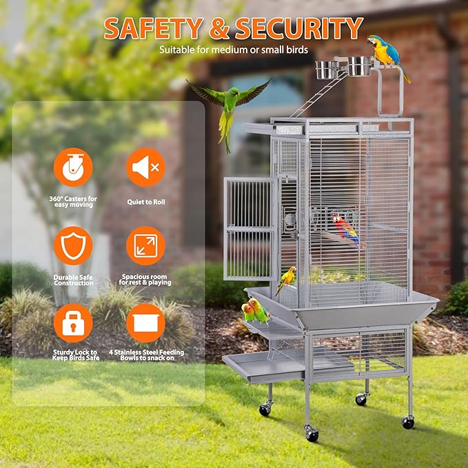 SUPER DEAL PRO 61-inch 2in1 Large Bird Cage - Image 5