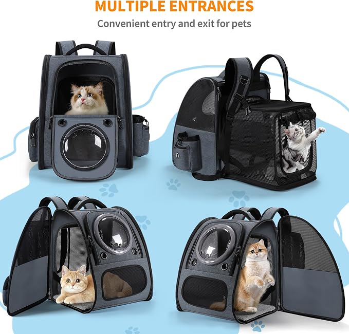 Bubble Cat Backpack Carrier, Expandable Cat Carrier Backpack, Breathable Pet - Image 4
