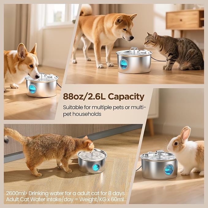 Cat Water Fountain Stainless Steel: Water Dispenser - Image 5