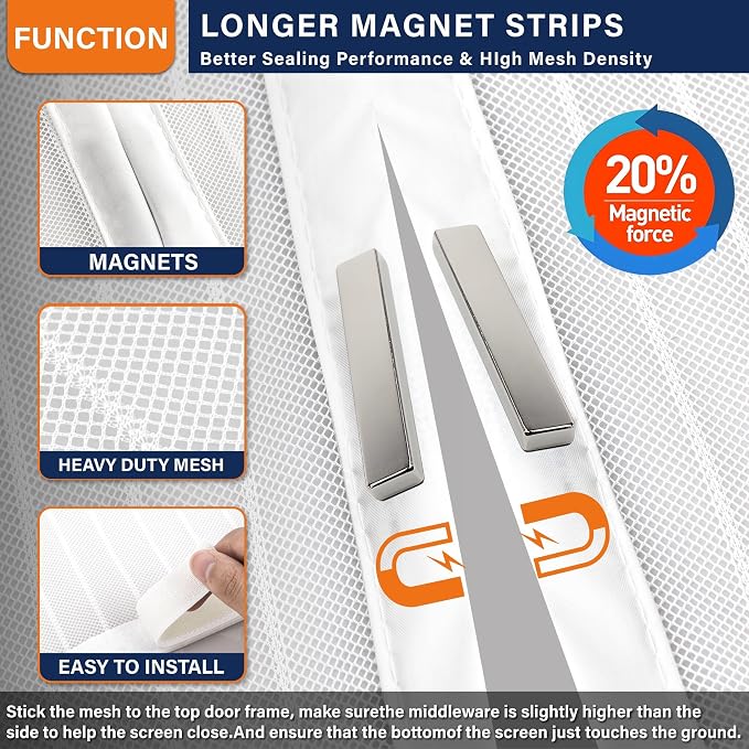 Magnetic Screen Door, Keep Bugs Out, Pet & Kid Friendly，Works - Image 6