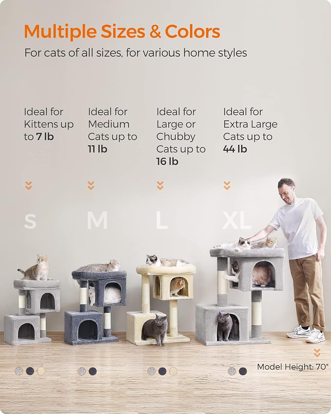 Feandrea Cat Tree, 33.1-Inch Cat Tower, Plush Condo - Image 7