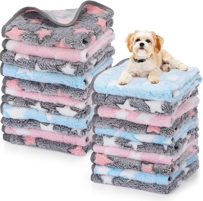 Chumia 40 Pcs Puppy Blankets for Small Dog Pet Bulk Fleece Soft Fluffy Washable by Chumia