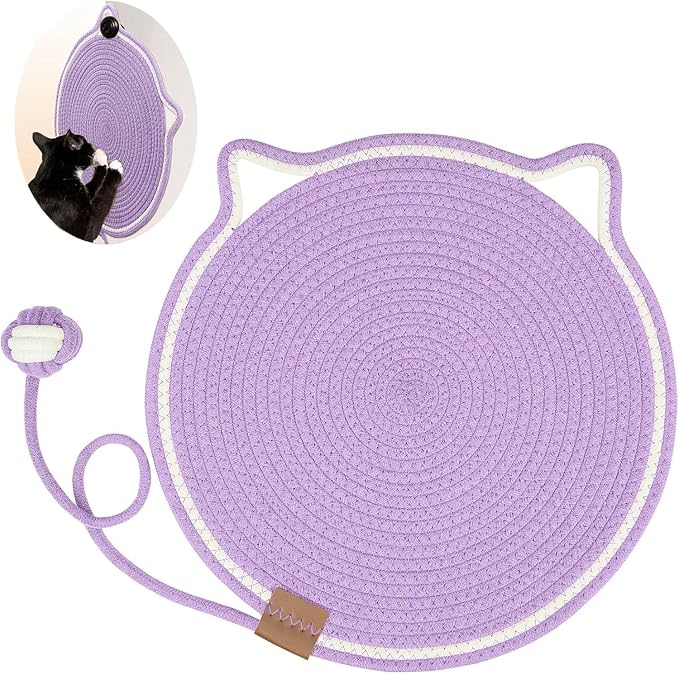 Cat Scratcher Mat, Natural Cotton Rope Cat Scratch Pad, 15.7'' Round Horizontal by LetalongPetSupplies