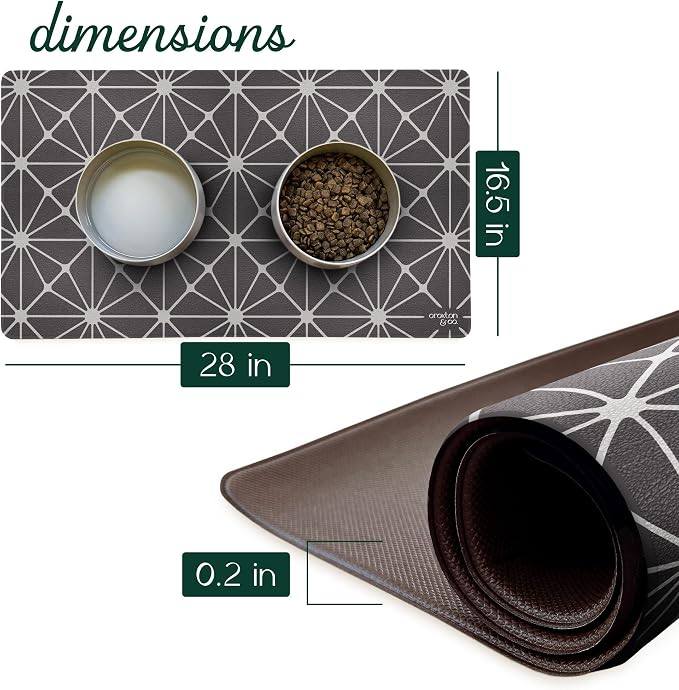 CROXTON & CO. Non-Slip Faux Leather Pet Feeding Mat - Image 2