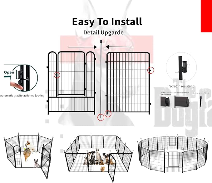 Dog Playpen Outdoor for Medium/Large Dogs 36'' High, Heavy Duty Dog Playpen - Image 6