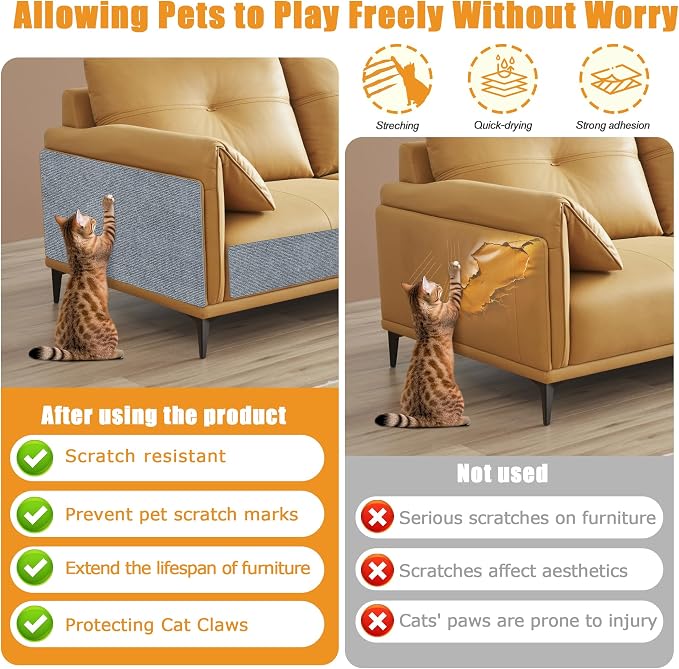 cat Scratching mat Self-Adhesive, Trimmable Furniture Protector - Image 3
