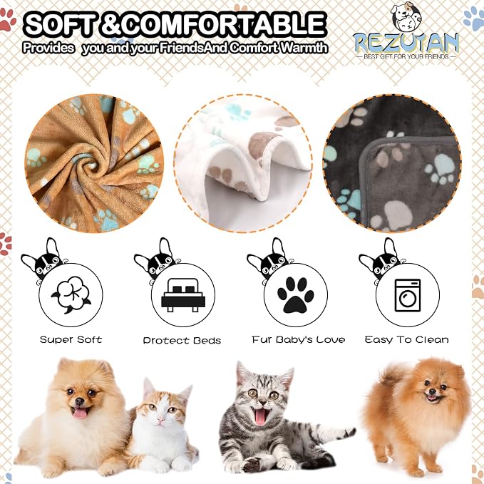 Rezutan Upgraded Dog Blankets for Medium Dogs, 3 Pack Dog Cat Blanket Washable - Image 2