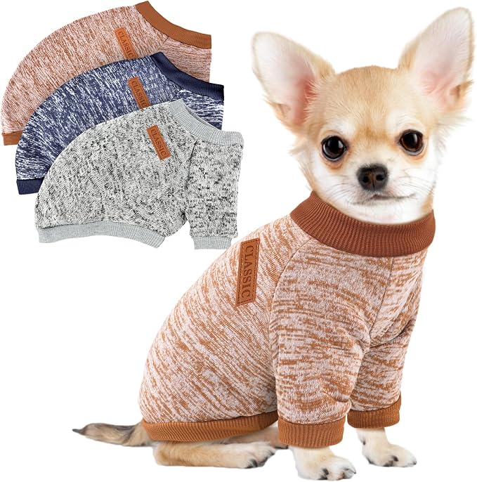 3 Pack Dog Sweaters for Small Dogs Girl Boy Winter Fleece Clothes Warm Soft Dog by BAOBICUTE