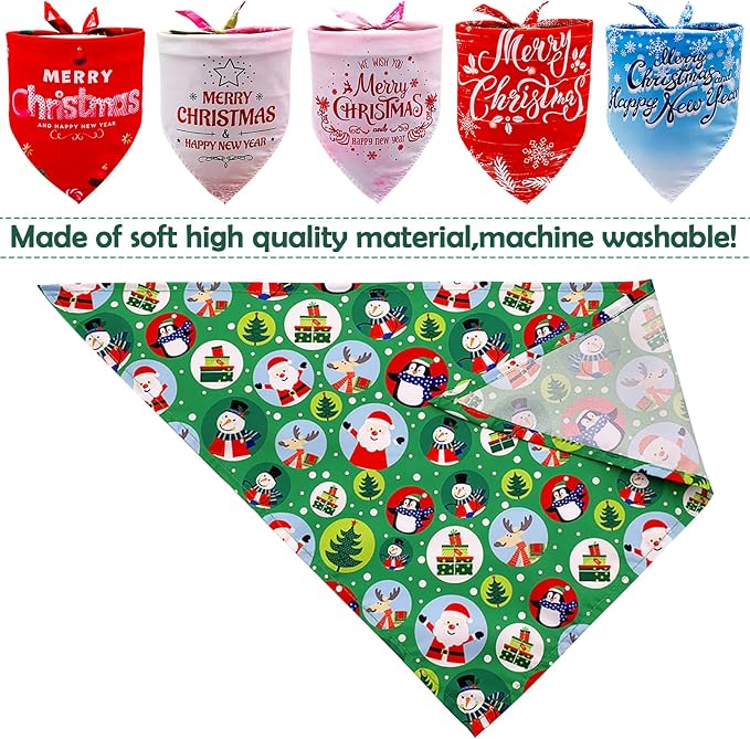 30 Pack Christmas Happy New Year Dog Bandanas Bulk 33 Inch Large Dog Bandanas - Image 3