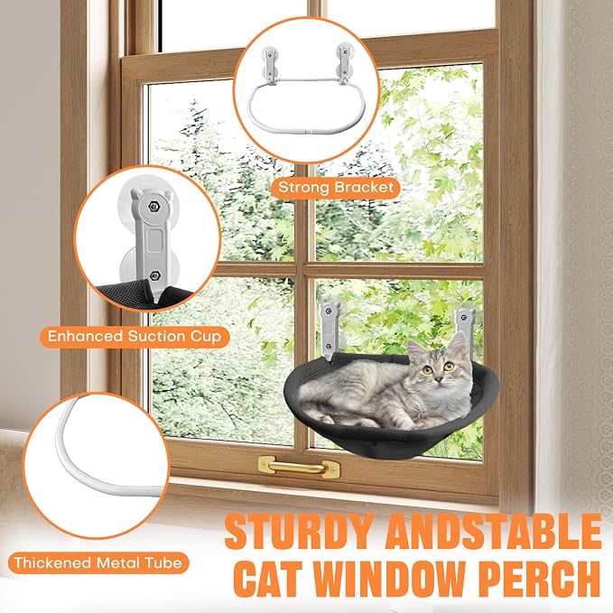Homegroove Cat Window Perch, 18 x 12 Inch Foldable Cat Hammock - Image 5