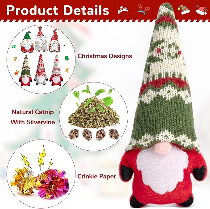 Retro Shaw Christmas Cat Toys, Xmas Catnip Toys - Image 2