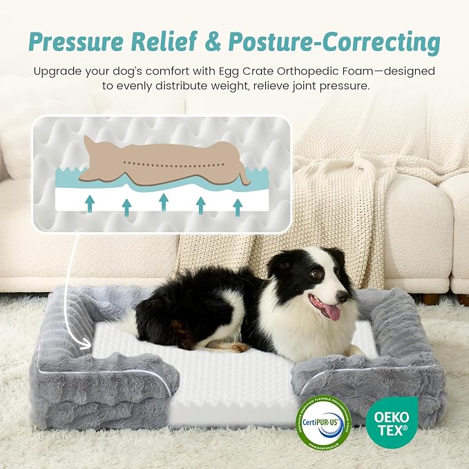 Orthopedic Dog Bed for Extra Large Dog, Soft and Warm Faux Fur Sofa for Giant - Image 2