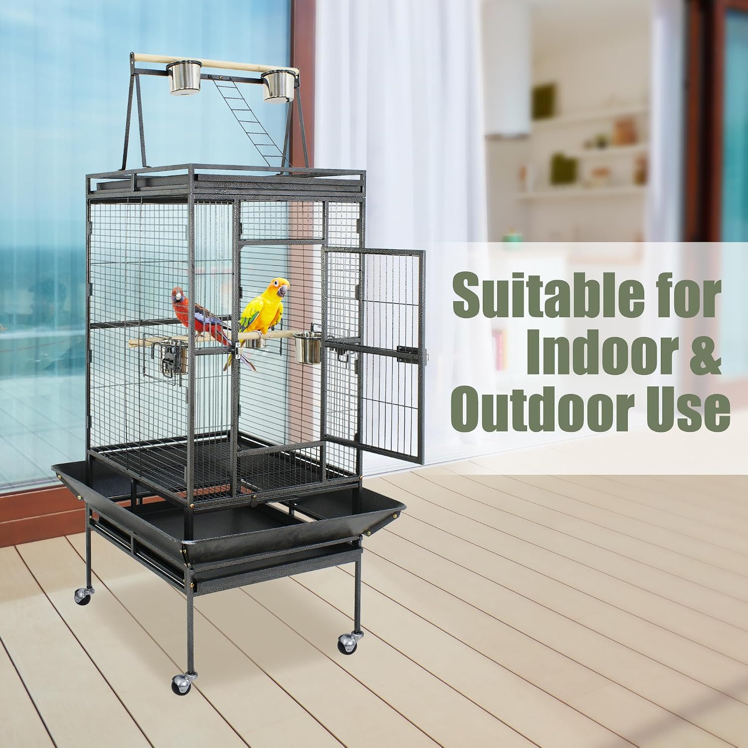ZENY 68-Inch Birdcage with Playtop and Rolling Stand - GlobalHabitat Supply