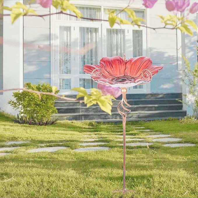 MUMTOP 31 Inch Height Glass Birdbath Birdfeeder - Image 7