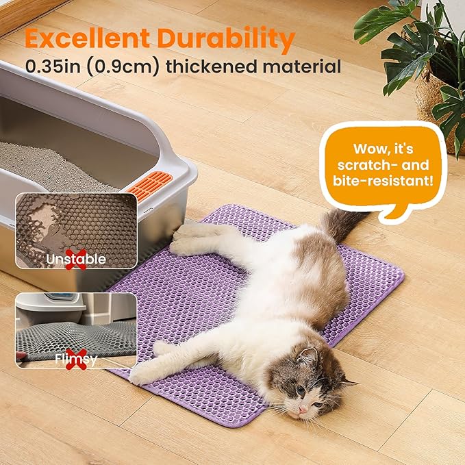 Cat Litter Mat, 24x18 Inches Large Double Layer Honeycomb Cat Litter Trapping - Image 6