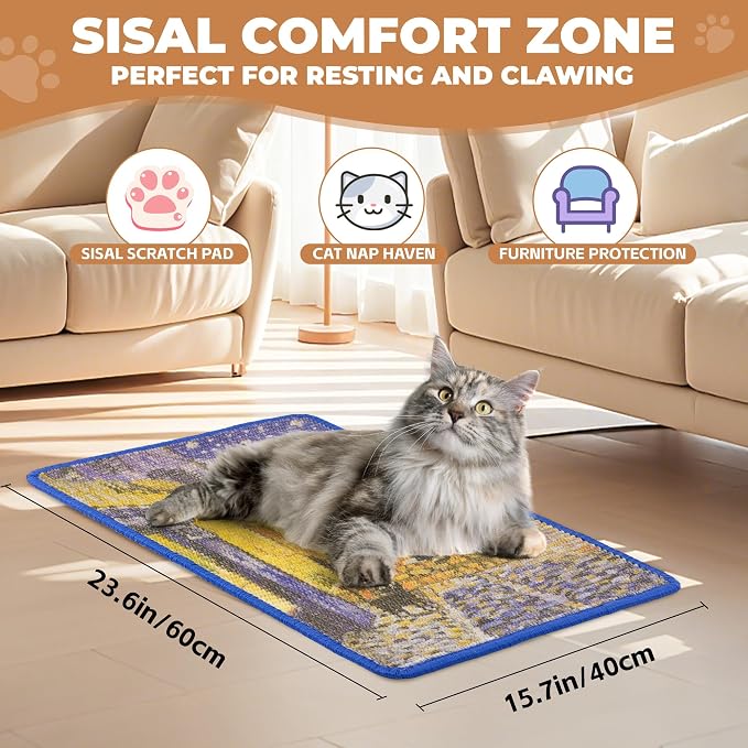 Sisal Cat Scratcher Mat, Cat Wall Scratcher - Image 3
