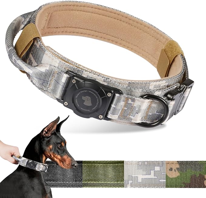 2026 Upgrade Waterproof AirTag Dog Collar, Military Tactical Dog Collar by ODOKELE