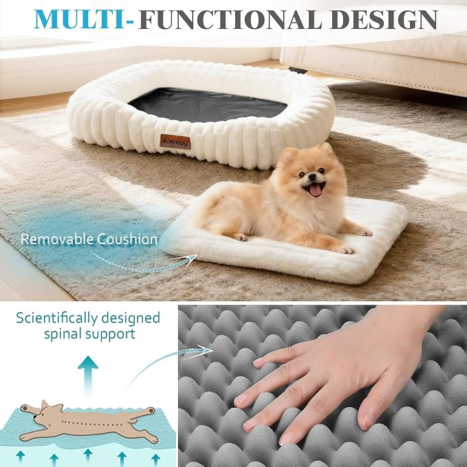 Dog Bed Large Size Dogs Washable Soft Furry Pet Bed, Calming Rectangle Large - Image 2