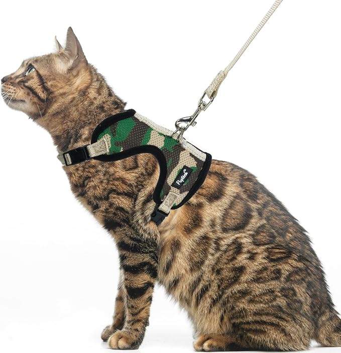 PUPTECK Cat Harness and Leash Set Escape Proof, Reflective Adjustable Soft Mesh by PUPTECK
