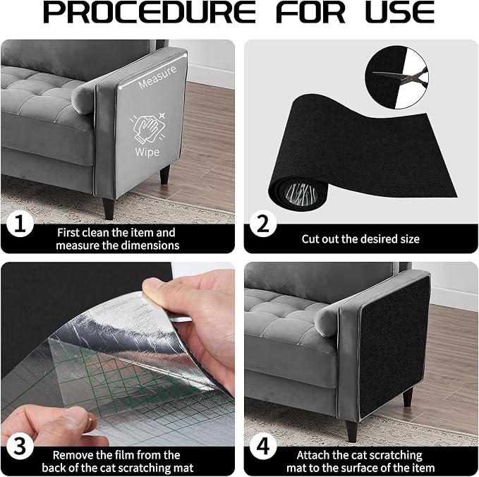 2 Pcs Total 78.7"x15.8" Cat Scratch Mat, Cat Scratch Couch Furniture Protector - Image 4