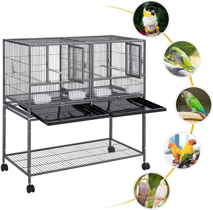 Yaheetech 41.5" Stackable Divided Breeder Breeding Parakeet Bird Cage - Image 3