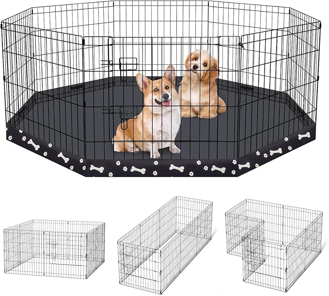 Dog Pen Pet Playpen Dog Fence Indoor Foldable Metal Wire Exercise Puppy Play by Peekaboo