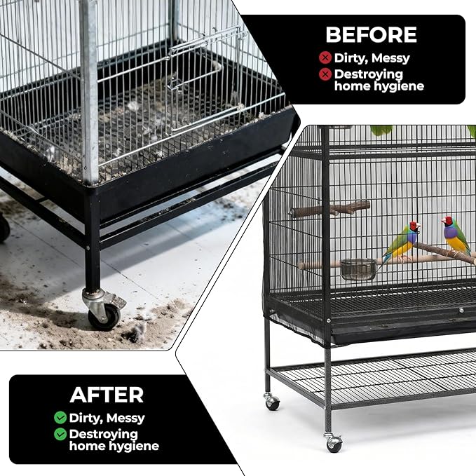 Large Bird Cage Cover Bird Cage Seed Catcher 118 x 31 Inches Adjustable Elastic - Image 4