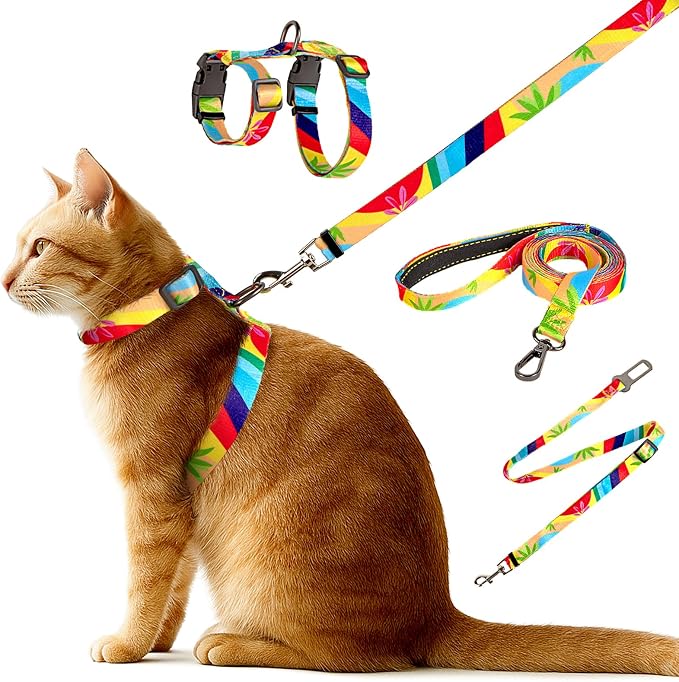 Cat Harness and Leash Set, Anti Escape Adjustable Cat Leash, Comfortable Soft by BECHTEL