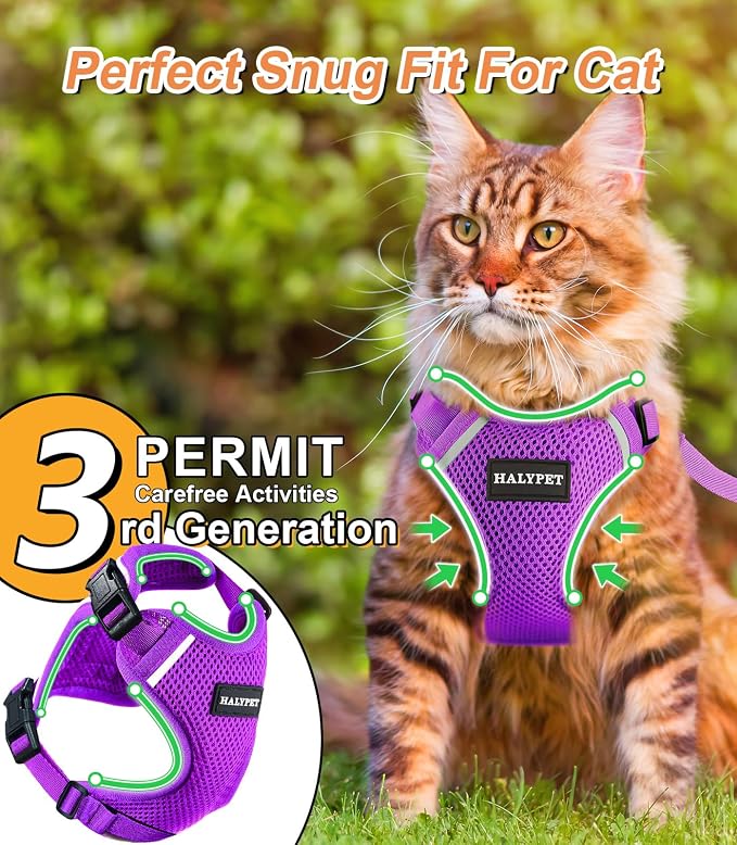 Halypet Cat Harness and Leash Set Escape Proof Soft Adjustable Cat Leash - Image 6