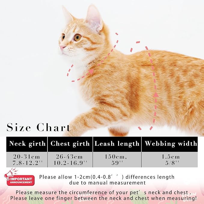 Cat Harness and Leash Set, Adjustable Kitten Harness Escape Proof Cats Harness - Image 6